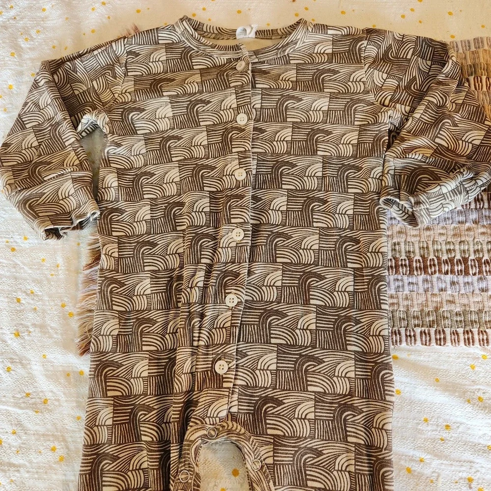 Kate Quinn Button Front Romper Overalls Boho Rainbow, Color‎ Brown, Size 2T